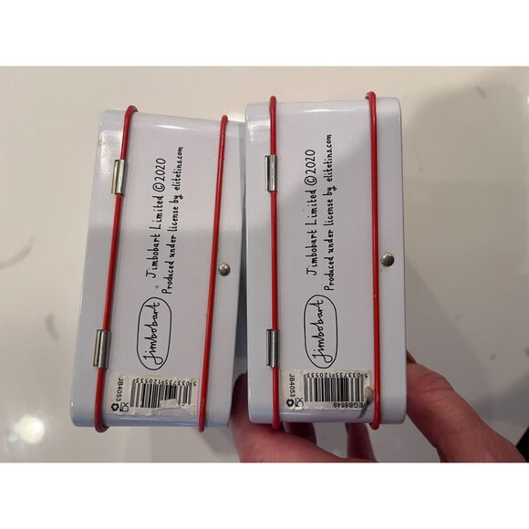 Sandwich Defender Tin Lunch Boxes Set Of 2 With Red Handles & Bear Graphic - Picture 3 of 7